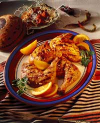 Barbecued Orange Chicken with glossy caramelized sauce and tender chicken parts