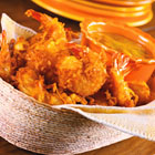 Crispy coconut shrimp with golden fried coating and tender seafood