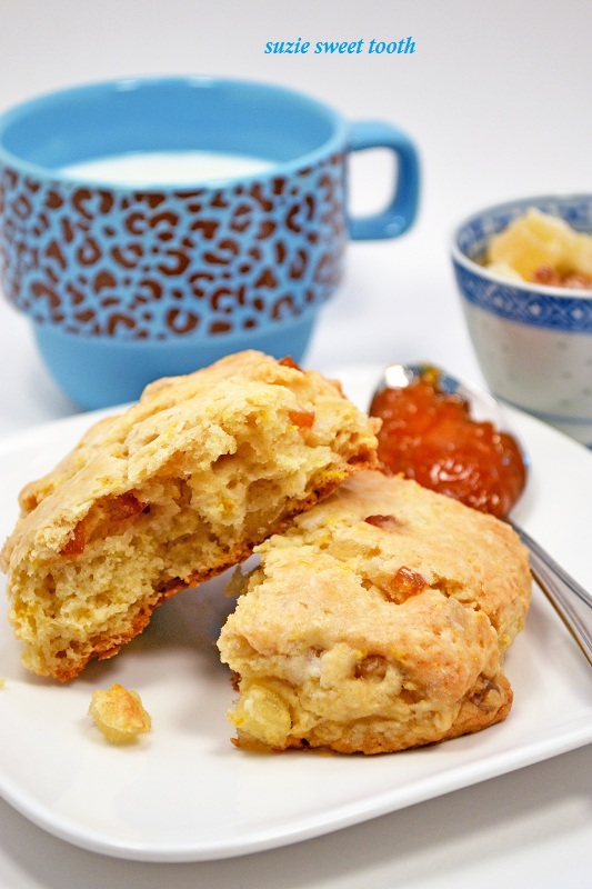 Golden spiced pineapple scones with crushed pineapple and warm spices